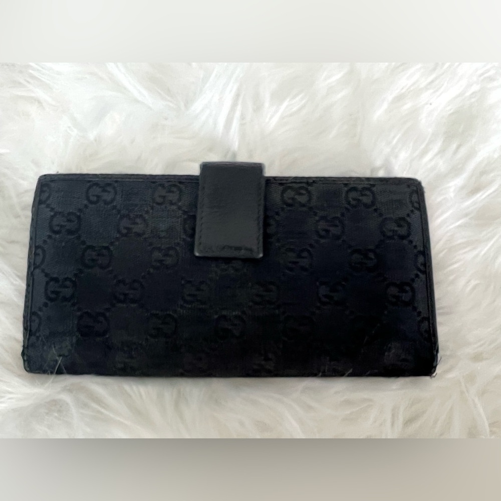 🖤 Vintage Gucci GG Monogram Bow Wallet | Classic Black Canvas 🖤 - Picture 3 of 7
